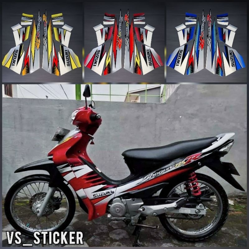 MERAH STANDARD BODY STRIPING LIST STICKER สําหรับ SUZUKI SHOGUN 125 R 2005 2006 สีแดงสีดําสีเหลืองคุณภาพดีที่สุด