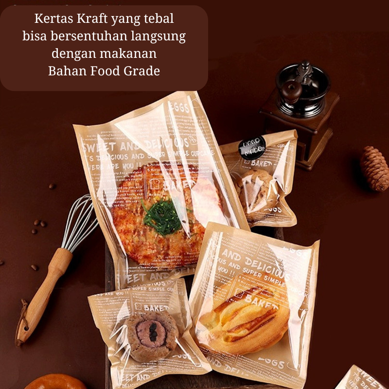 Paper Kraft Bread Bag l Kraft Oil Paper Bag Bread Donut Waffle Sandwich l Plastic Bread Motif