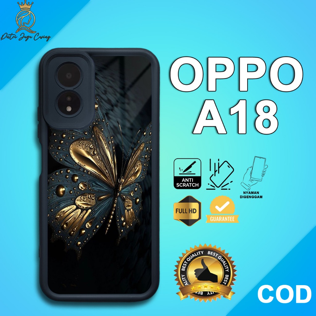 เคส PJC Oppo A18 ล่าสุด [BUTTERFLY] เคส Oppo A18 Hardcase Softcase Premium Glossy