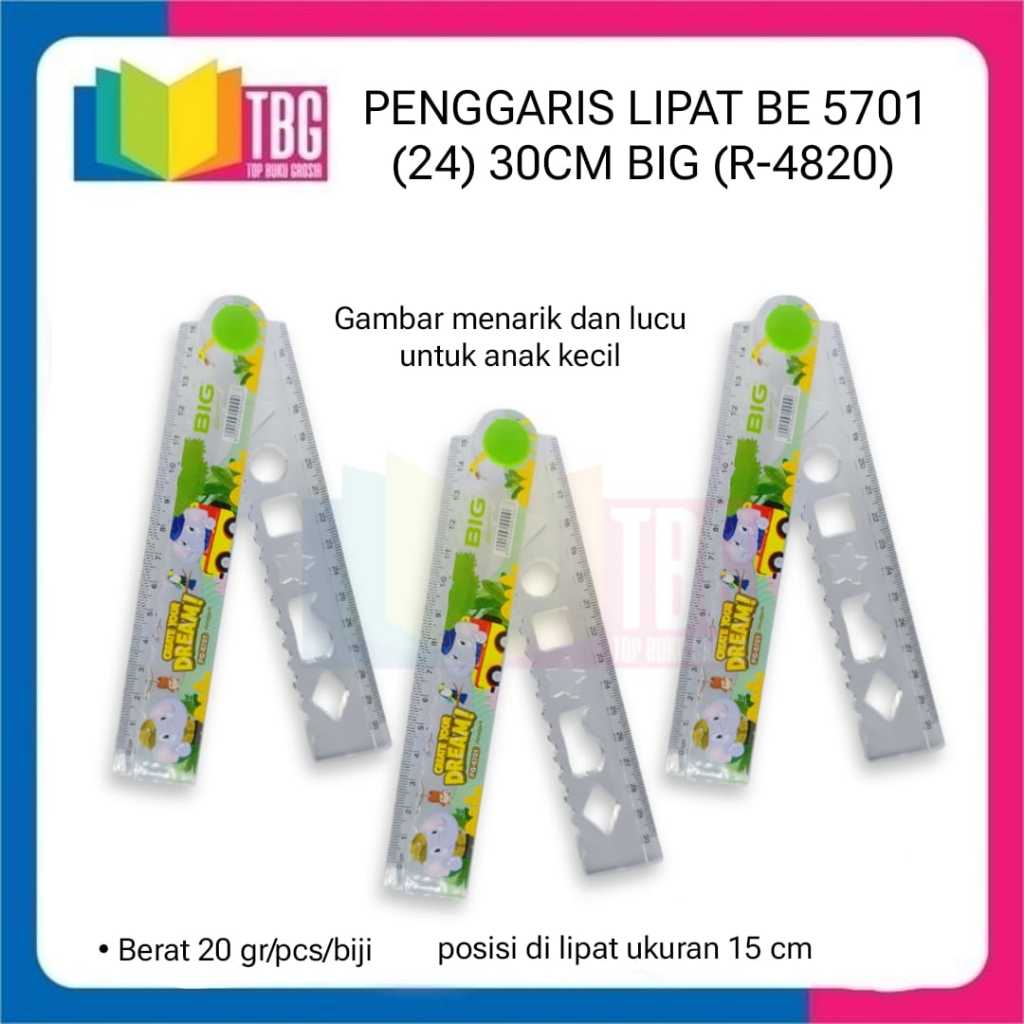 1 ชิ้น FOLDING RULER BE 5701(24) 30CM BIG / ACRYLIC FOLDING RULER / CHILDRENS RULER / CUTE FOLDING (