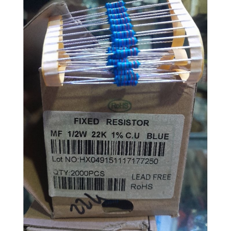 1/2W 22K 1% ฟิล์มกันรอยโลหะ TAIWAN.10 ชิ้น