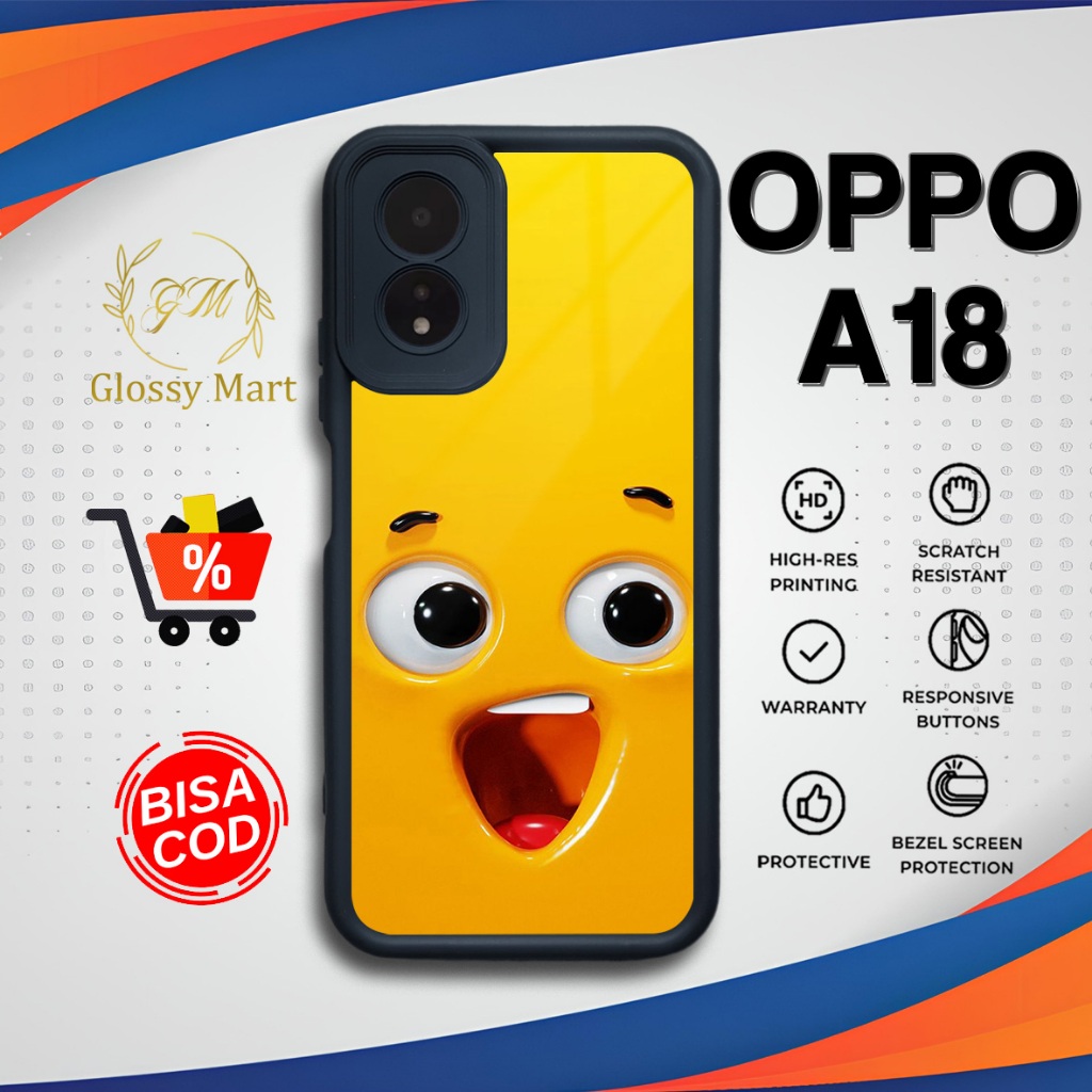 HP เคส Oppo A18 ใหม่ล่าสุด [Emoji Face] Hardcase Softcase Premium Glossy Casing Oppo A18