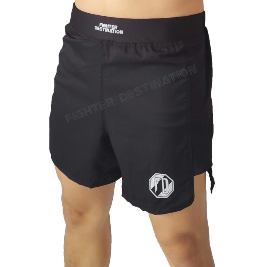 Fighter Destination BASIC I Black Fight Shorts MMA Muaythai BJJ Boxing Kickboxing Combat Crossfit