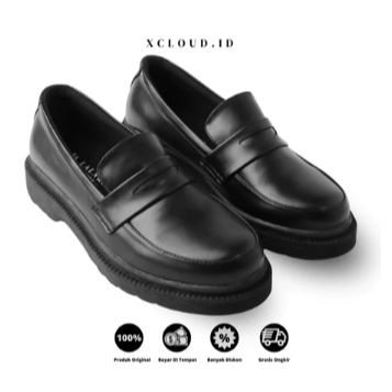 Hitam ล่าสุด Docmart Slip On Loafers Ribbon Loafers รองเท้าลําลองทํางานอย่างเป็นทางการ Office School Black Men Full Black