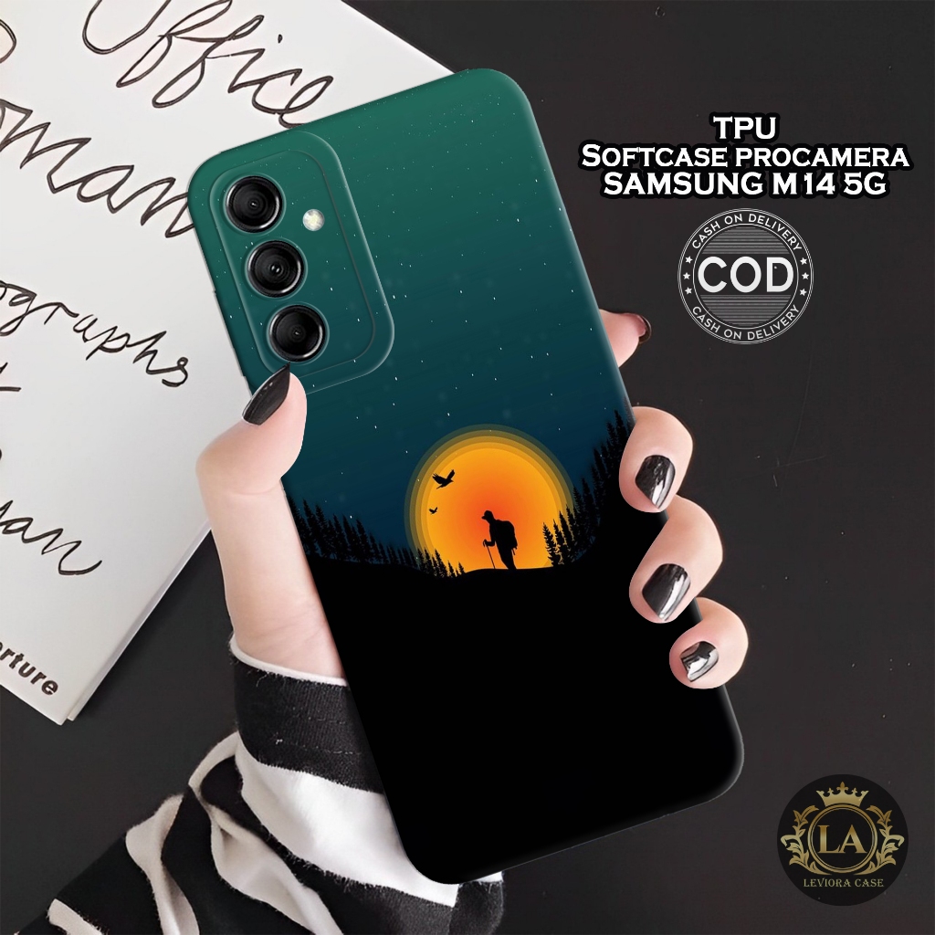 HP เคส Samsung M14 5G ล่าสุด - เคสพระจันทร์แฟชั่น - Samsung M14 5G Softcase - เคสกล้อง Pro - เคส Sam