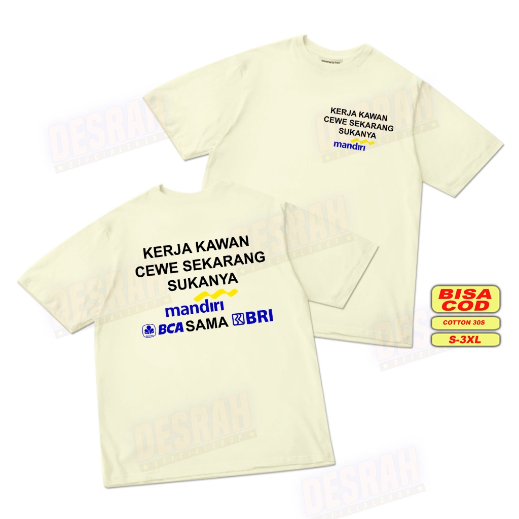 เสื้อยืดผู้หญิง parodi like MANDIRI BCA และ BRI พรีเมี่ยมคอตตอน 30s และ 24s