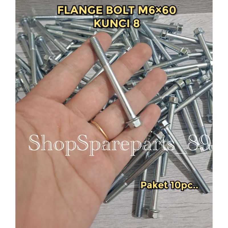 MESIN [ 10 ชิ้น ] K8 FLANGE BOLT ENGINE BLOCK M6UNT60 KEY 8 สีขาว