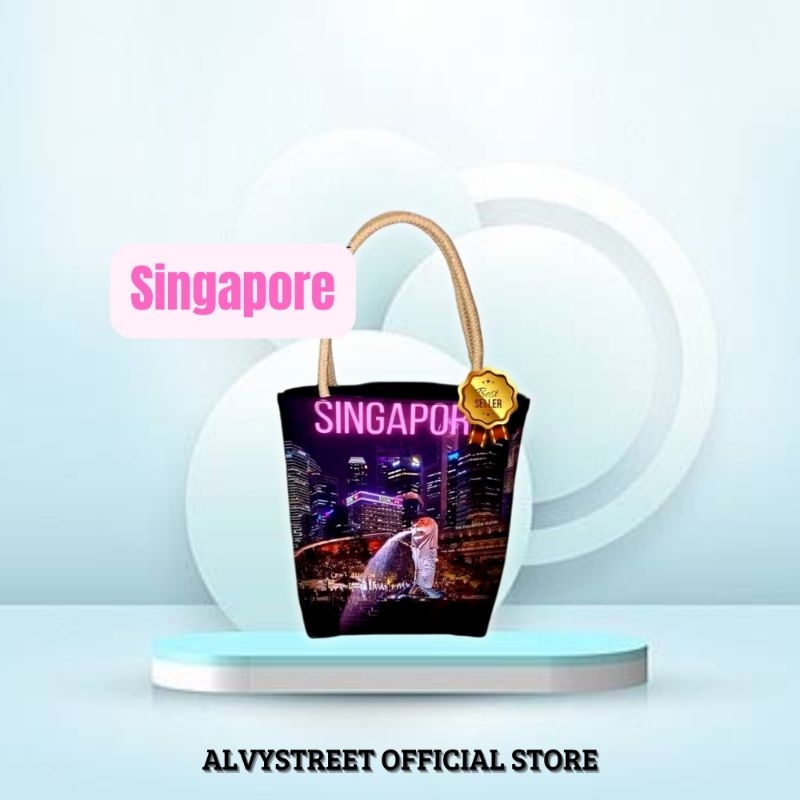 Alvystreet - Mini Singapore Totebag ของที่ระลึก | การพิมพ์คุณภาพสูง | ของที่ระลึกสิงคโปร์ | No ป้ายเครื่องหมายน้ํา | 6 ลาย