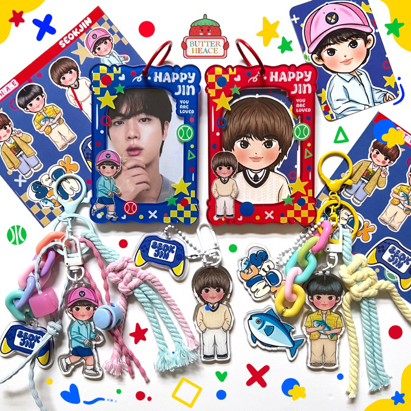 JIN ที่วางโฟโต้การ์ดที่มีความสุข | BAGCHARM & KEYCHAIN GLITTER SEOK JIN | CAHOL จิน