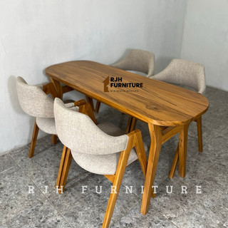REALPICT MEJA MAKAN KURSI A, SET MEJA MAKAN DINING SET KAYU JATI, DINING TABLE