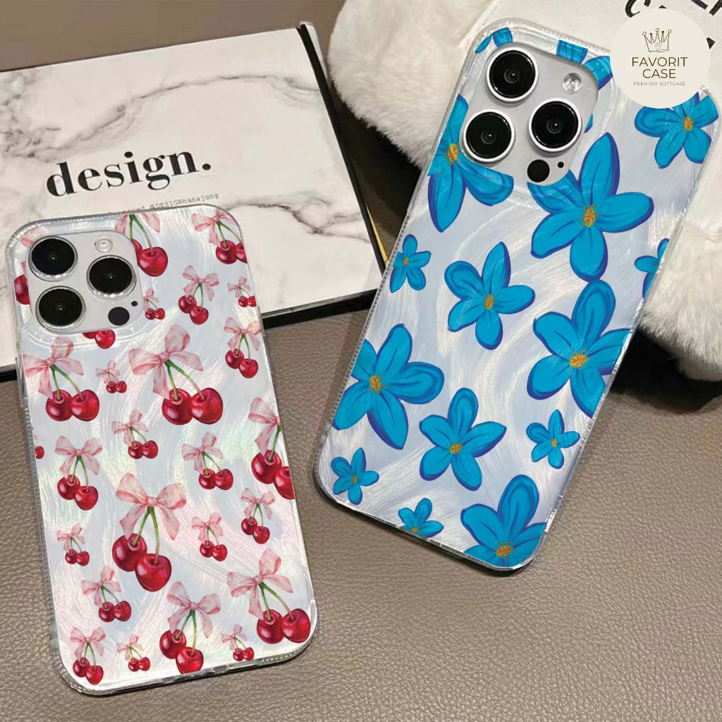 VIVO V23E V25 V27 V27E V29 V29E V30 V30E 4G 5G CUTE GIRLS CHERRY RIBBON FLOWER SILICON 668 FTH CASIN
