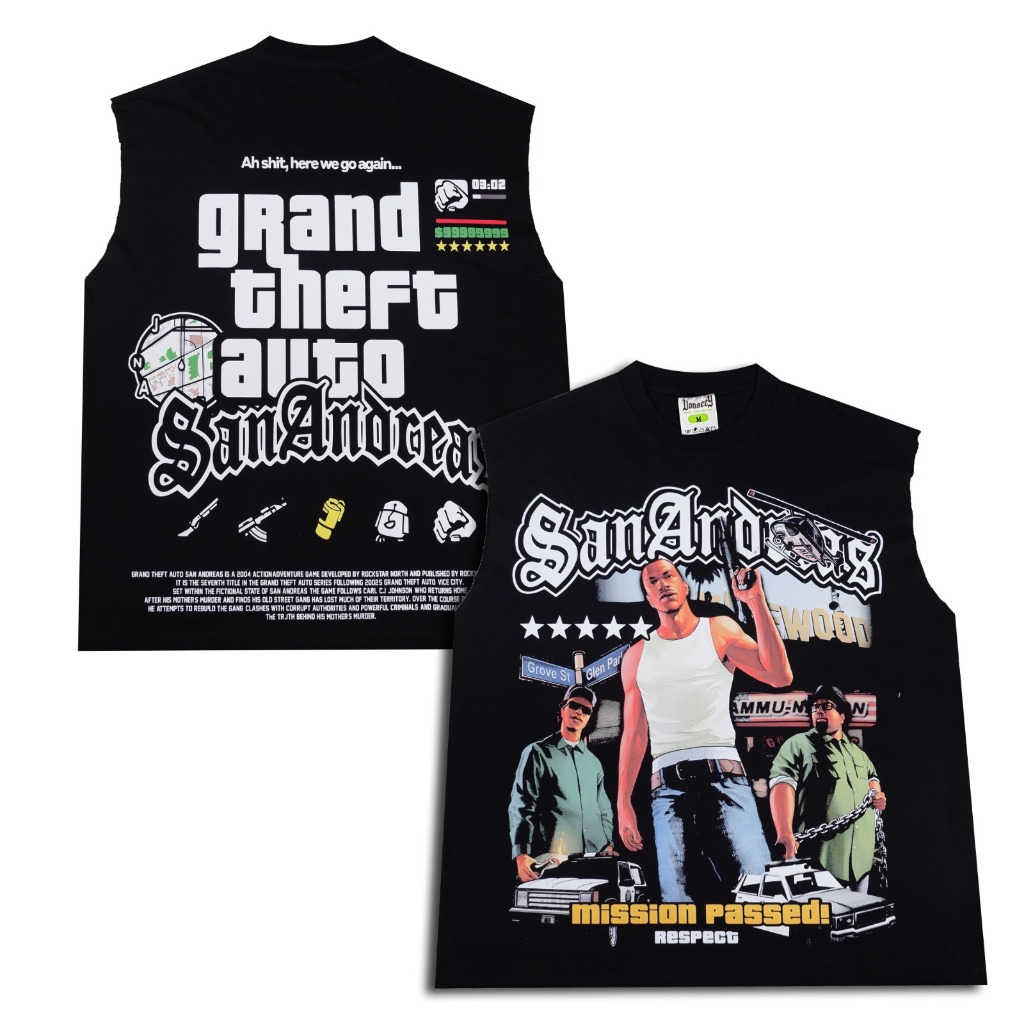 VONSEEY GTA SAN ANDREAS GAME OVERSIZE SINGLET SLEEVELESS TANK TOPS