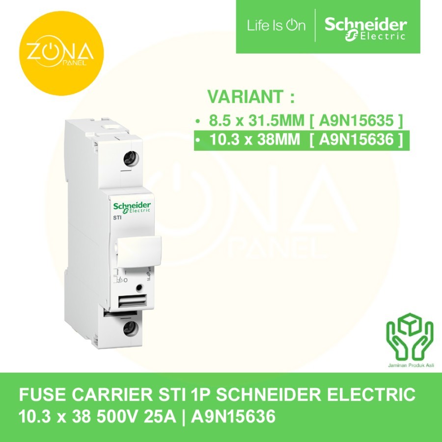 FUSE CARRIER STI SCHNEIDER ACTI9 10.3 X 38 MM 1P 500V 25A A9N15636