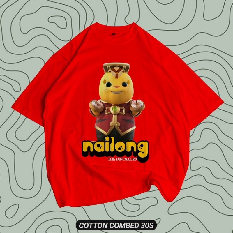 Katun Nailong สีเหลือง Dino เสื้อเด็ก/เสื้อ Dino สีเหลืองสําหรับเด็ก/ผ้าฝ้าย Unisex Nailong เสื้อ/ได