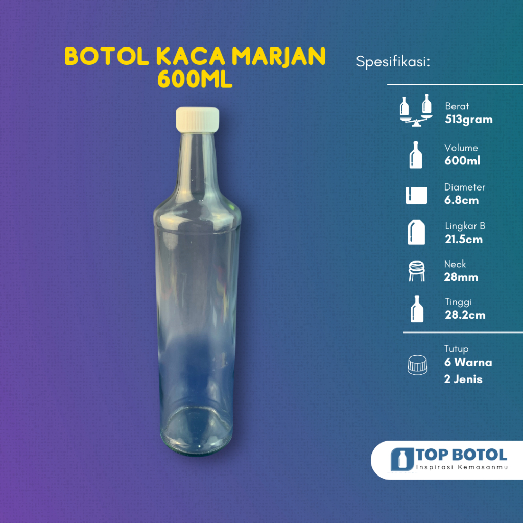 (แพ็ค 24 ชิ้น) ขวดแก้ว 600ML ขวดแก้ว MARJAN 600ML HONEY หรือ JAMU BOTTLE 600ML ขวดแก้ว 600ML ขวดแก้ว