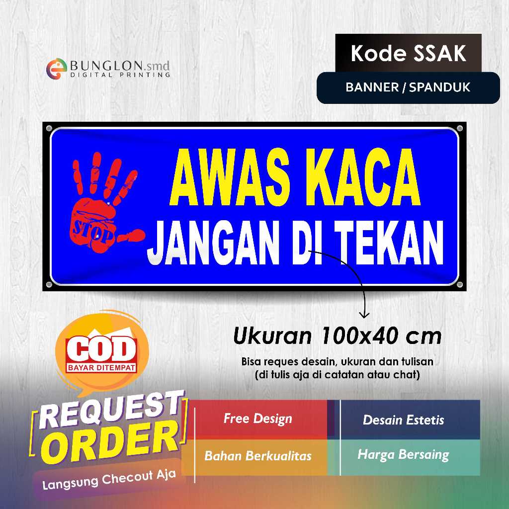 BANNER BEWARE OF GLASS, DOLT PRESS, รหัส SSAK BLUE