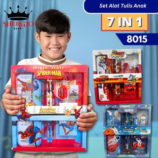 Student Set Alat Tulis Sekolah Karakter Cowok astro cars  7 In 1 gio 8015