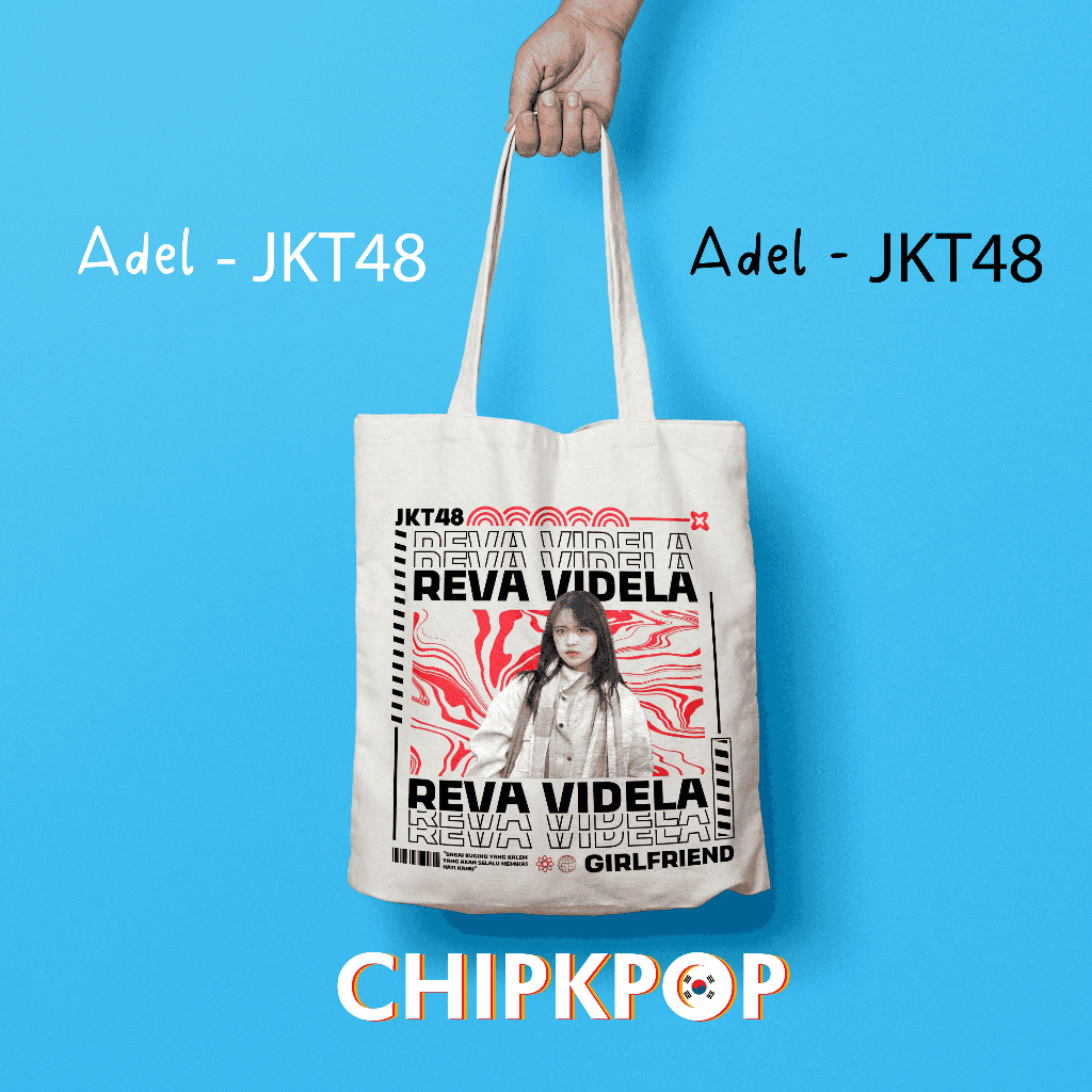 [DEL SET PACKAGE] [JKT48] I OSHI ADEL JKT 48 FANMADE TOTEBAG I JKT 48 OSHI ADEL I ADEL JKT 48 WHITE 