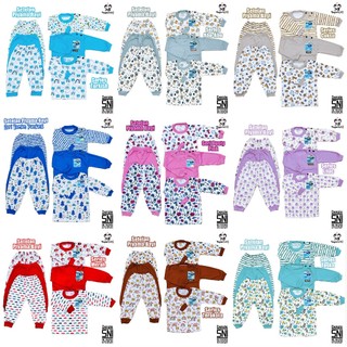 Terlaris No. 1 | Paket 3 Set Baju Piyama Bayi Denzie SNI Setelan Panjang Usia 3-24 Bulan Unisex