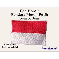 MERAH สัญลักษณ์เตียงสีแดงและสีขาว, ธงปัก, Bedge Betสีแดงและสีขาว 3x5cm