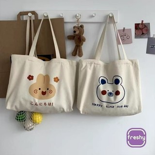 Tote Bag Happy Time Wanita (UK. 35 x 30) Pakai Resleting