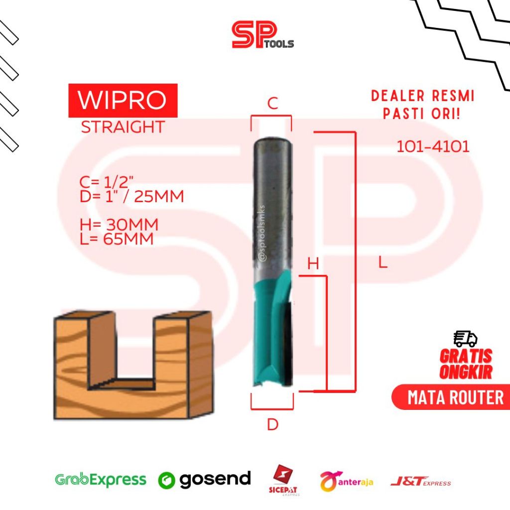 MATA STRAIGHT BIT 1/2" X 1" 25MM WIPRO WOOD PROFILE ROUTER BIT