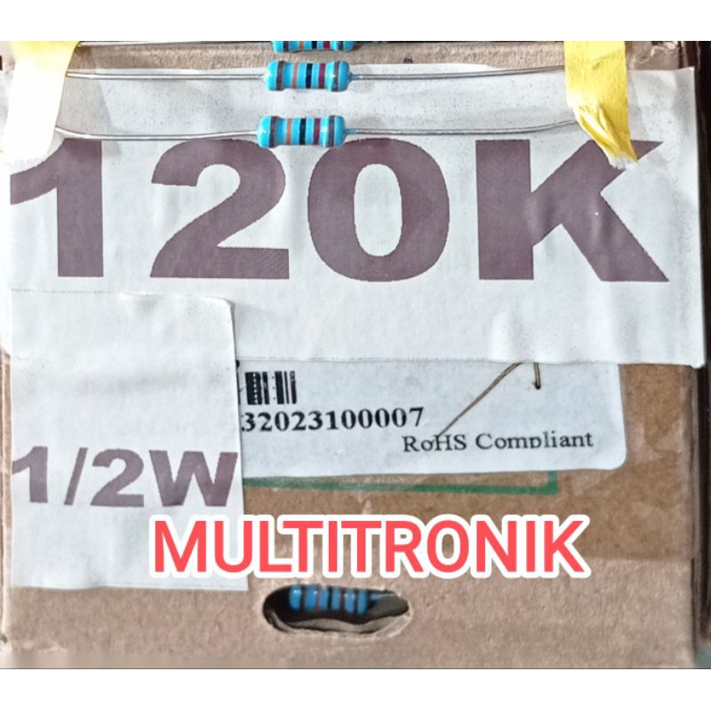 120K 1/2WATT 1% RESISTOR 0.5WATT 120K METAL FILM TAIWAN
