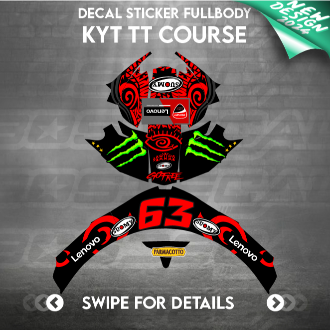 KYT TTCOURSE TTCOURSE PECCO BAGNAIA 2024 สติ๊กเกอร์รูปลอกหมวกกันน็อค