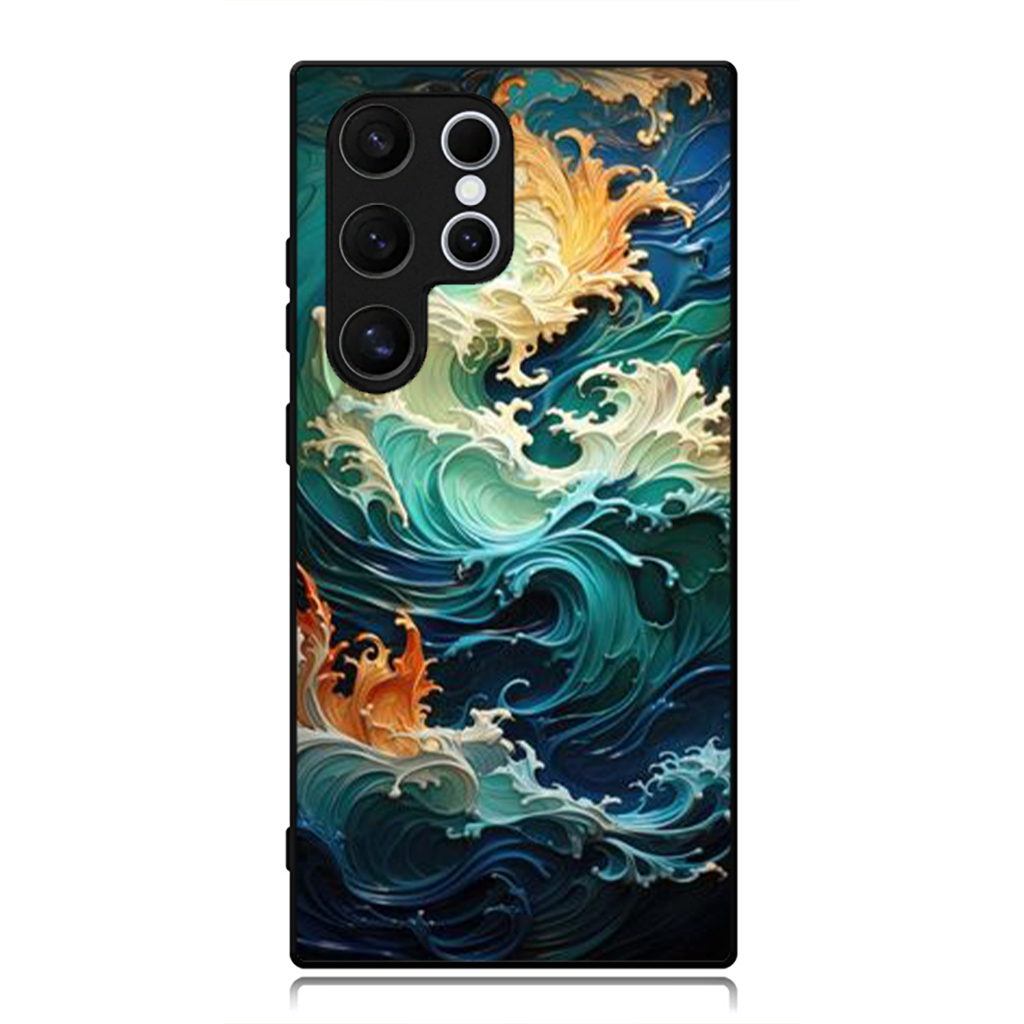 เคส Samsung S25 S24 S23 S22 S21 S20 S9 S8 S7 S6 Ultra Plus FE Edge Phone Softcase Japan Paint Wave