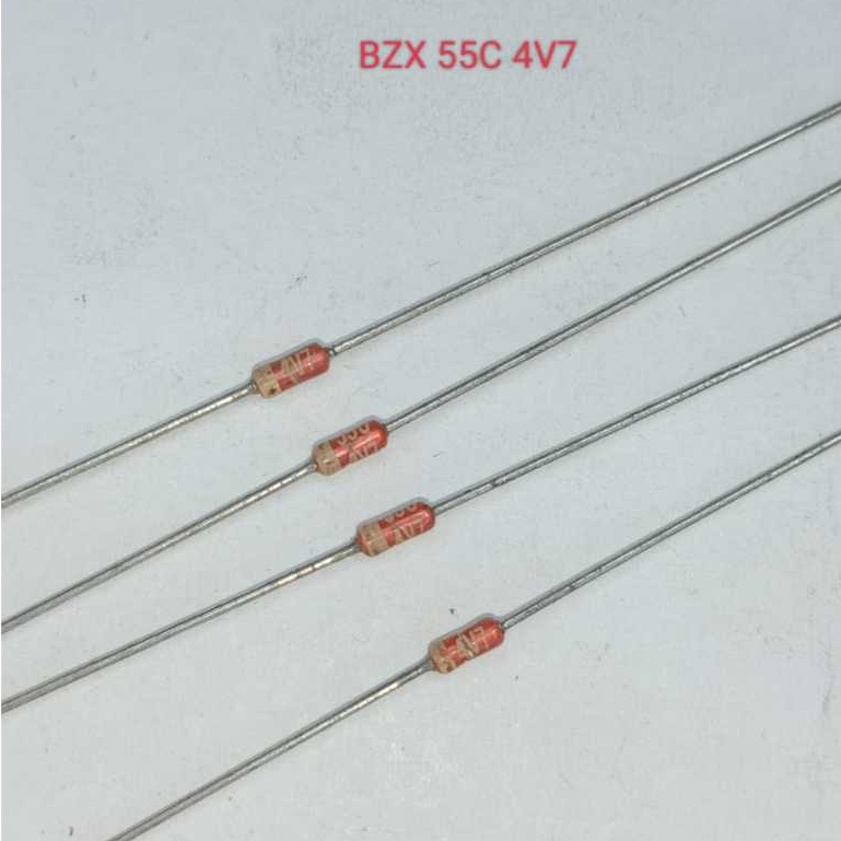 ZENER DIODE 4V7 - 0.5 WATT GLASS BZX 55C 4V7 VISHAY ORIGINAL MADE IN GERMANY
