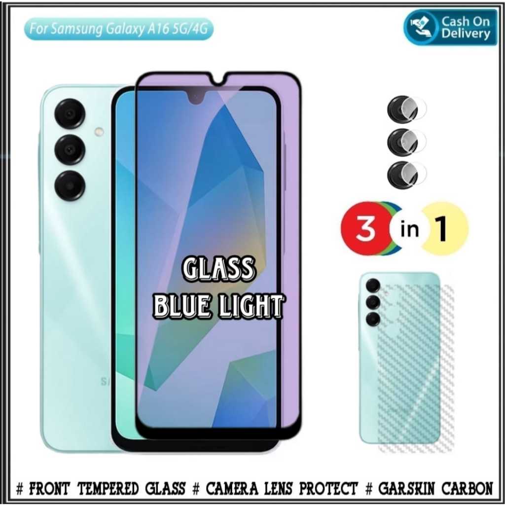 แพ็คเกจกระจกนิรภัยเต็มรูปแบบ Samsung A16 4G 5G M15 5G A15 4G 5G M14 4G 5G A14 4G 5G Anti 10D Blue Li