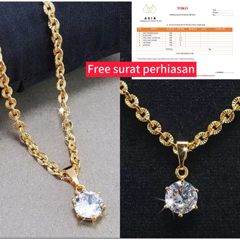 Mata 700 p45cm สร้อยคอทองนกแก้วตาเดียวพร้อมตัวอักษร