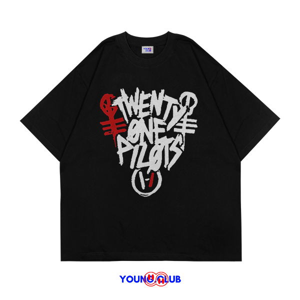 หนุ่ม.CLUB | เสื้อยืด TWENTY ONE PILOTS FONT | เสื้อยืด OVERSIZE สไตล์สีดํา Y2K VINTAGE BOOTLEG GRUN