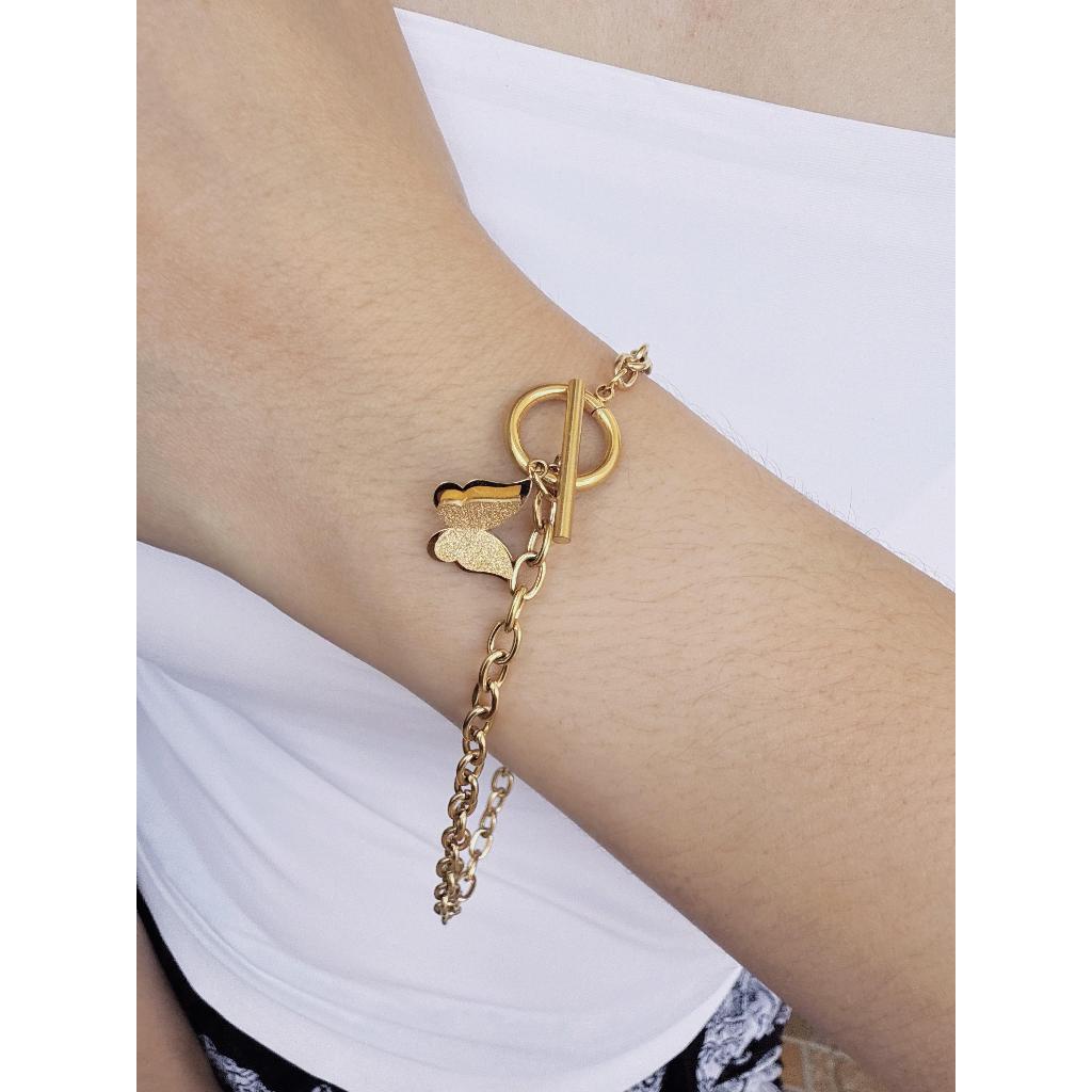 สร้อยข้อมือโซ่ผีเสื้อไทเทเนียมสตรีแฟชั่นเกาหลี 18K GK001G
