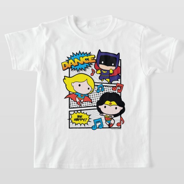 Batman Wonder Woman Super Girl Chibi Heroes เสื้อยืดเต้นรําชื่อที่กําหนดเอง