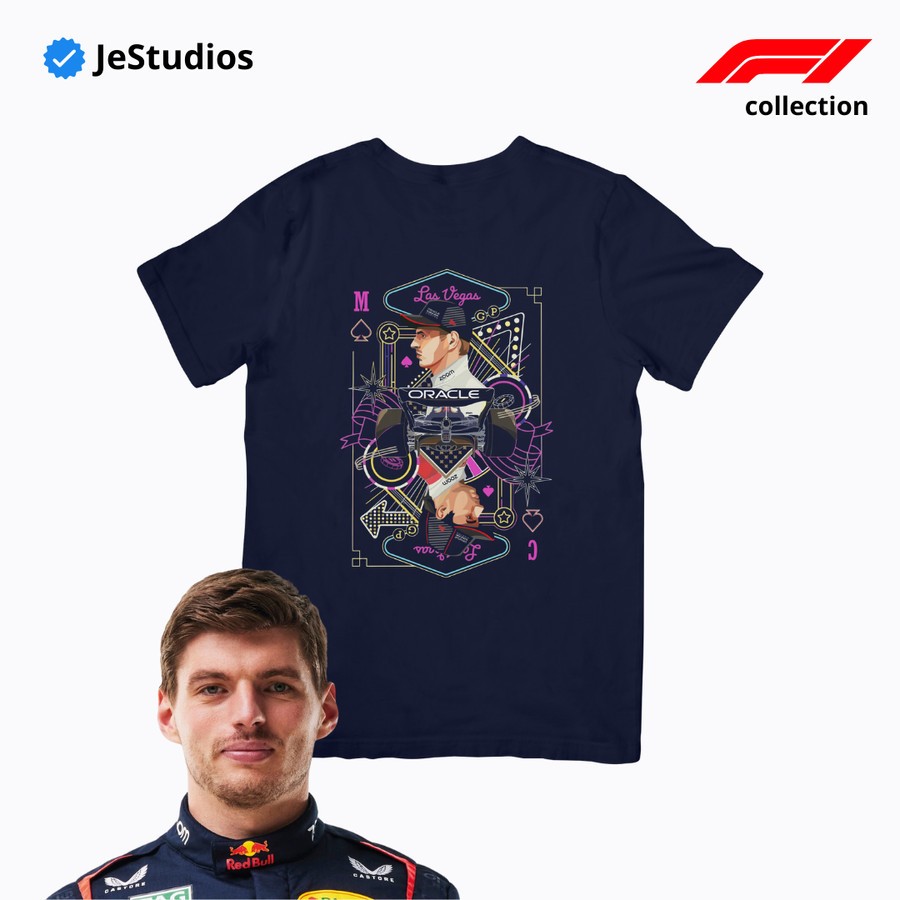 F1 Max Verstappen Vegas สูตร 1 Redbull Distro เสื้อยืด T เสื้อ