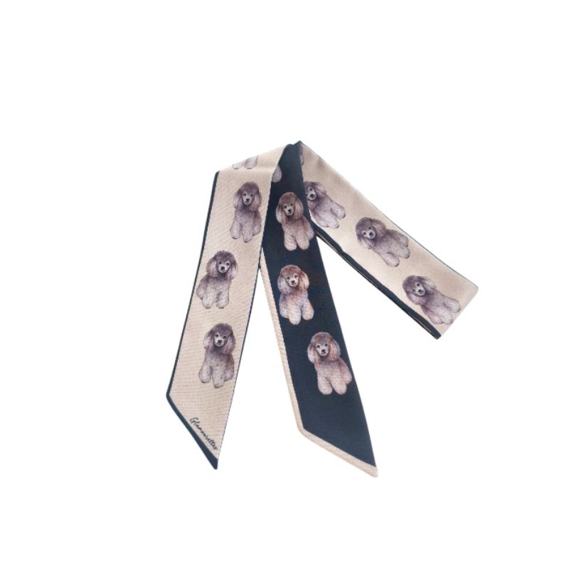 Twilly Scarf Scarf Bag Bandana Poodle Grey