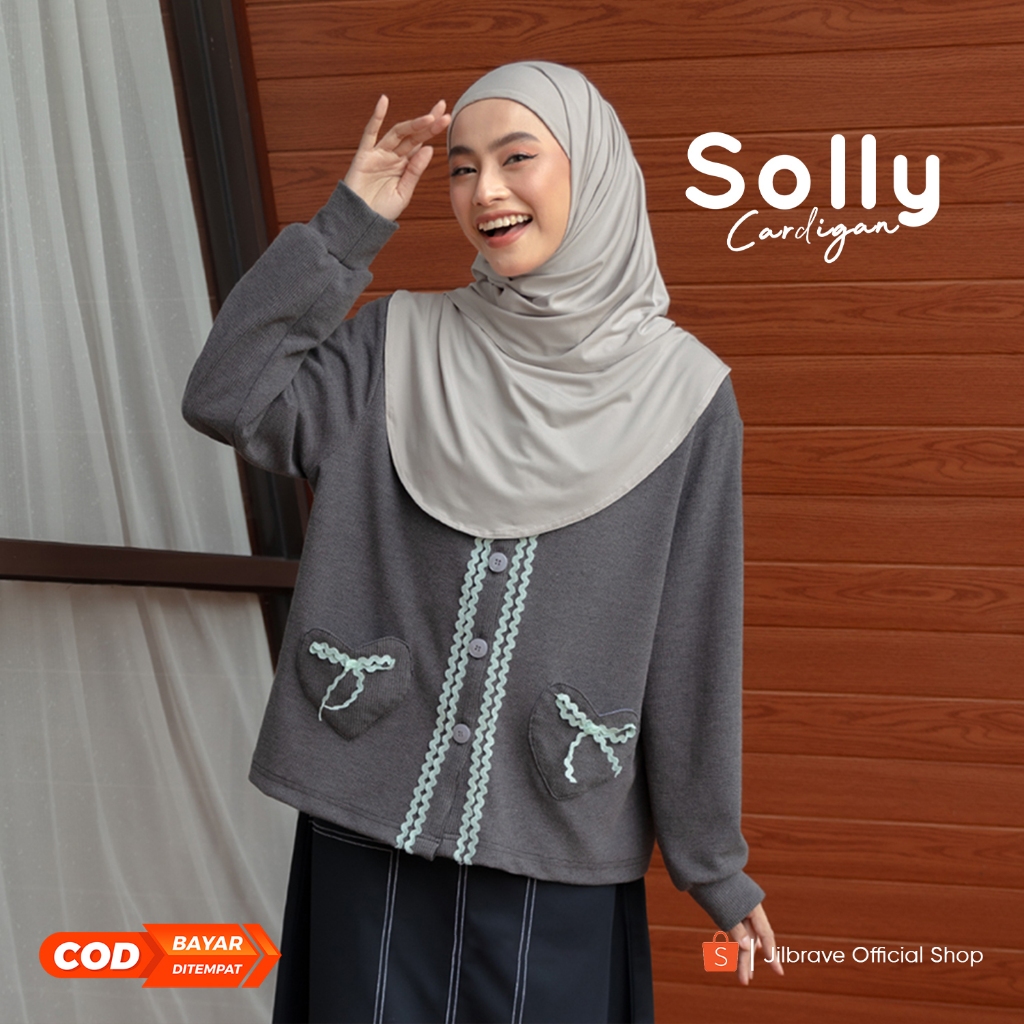 Jilbrave Solly Cardigan Outer Knit Ribbon Accents น่ารักสไตล์เกาหลี Comfy Warm Outfit