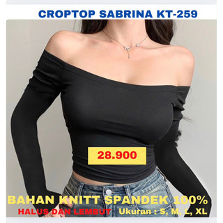 CROPTOP SABRINA (KT-259) BAHAN KNITT SPANDEK BAJU WANITA