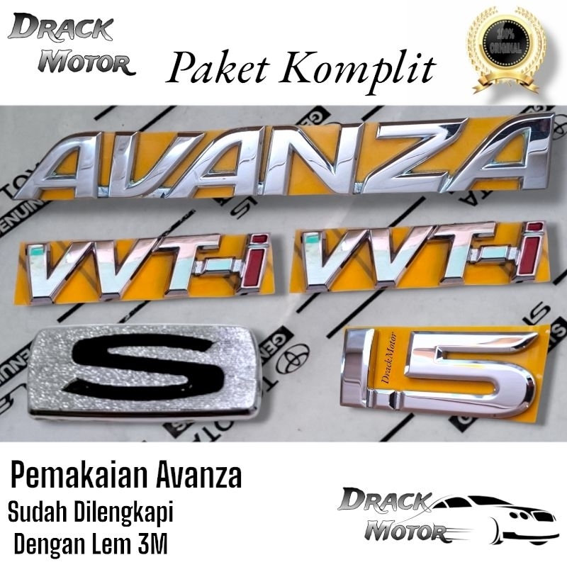 สัญลักษณ์ด้านหลัง Chrome Avanza VVT-I 1.5 Type S ดั้งเดิมสําหรับ Toyota Avanza 2004-2011