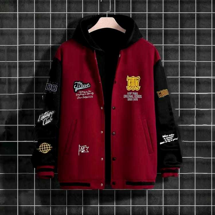 ต้นฉบับ UNISEX ผู้ชาย/ผู้หญิง VARSITY BASEBALL JACKET FULL EMBROIDERY - BOMBER JACKET