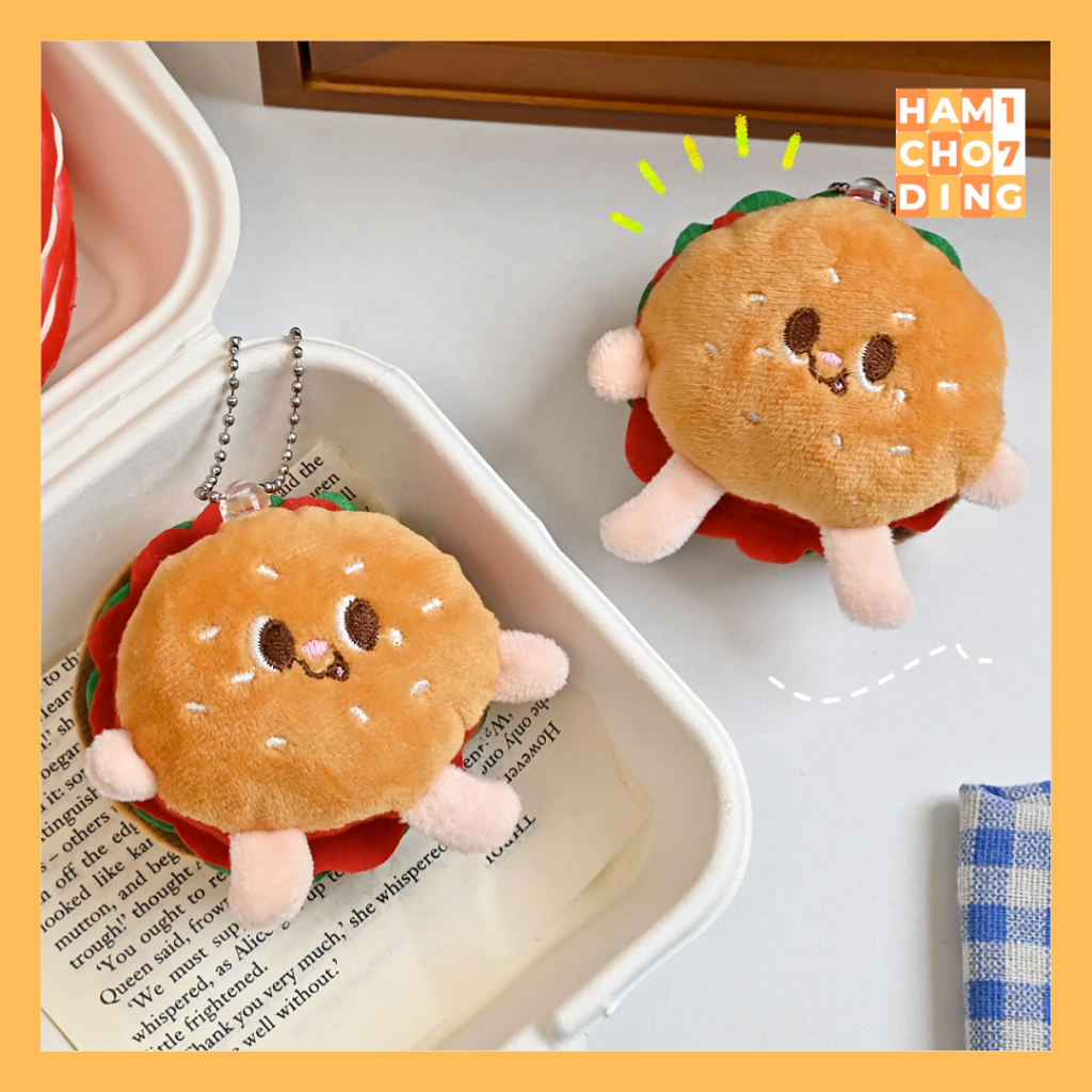 GANTUNGAN [HAMCHODING17] CUTE BURGER KEYCHAIN DOLL BAG KEYCHAIN