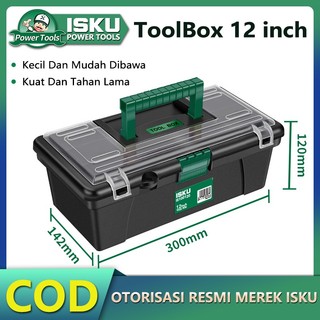 ISKU Tool box Mini 12 Inch Kotak Perkakas/kotak alat multifungsi portabel (30 * 14 * 12cm)/Kotak Perkakas Plastik 12" Kuat 2 Tingkat