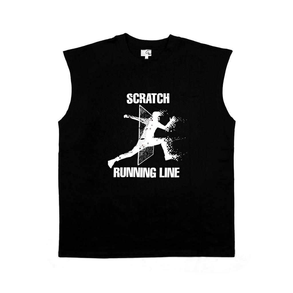 Scratchline Zone Easy Tank ผ้าฝ้ายวิ่งสีดํา