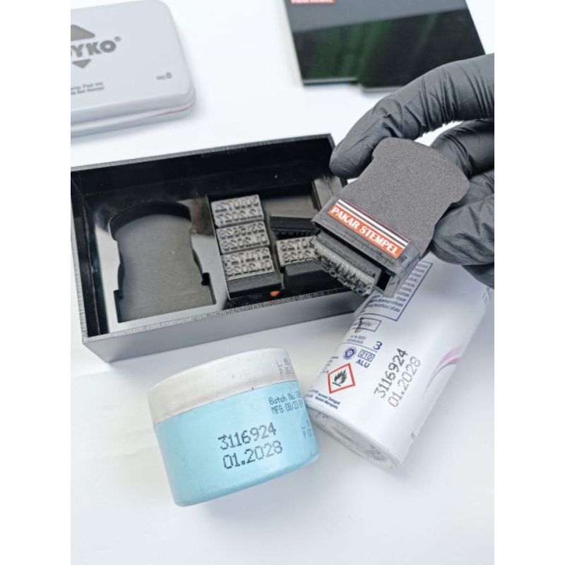 CUSTOM STAMP PRODUCTION CODE COSMETIC POT PACKAGING BOTTLE STAMP EXPIRED