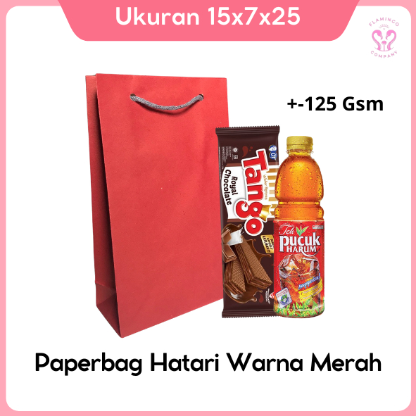 MERAH RED HATARI PAPER BAG WAFER TANGO และ PUCUK TEA ขนาด 15X7X25 / ถุงกระดาษ PARTY SOUVENIR BAG / ถ
