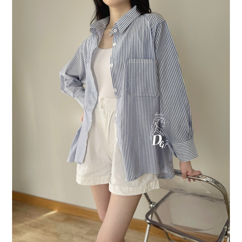 KEMEJA [DEVSCHOICE] POSIE STRIPE SHIRT / เสื้อเชิ้ตผู้หญิง