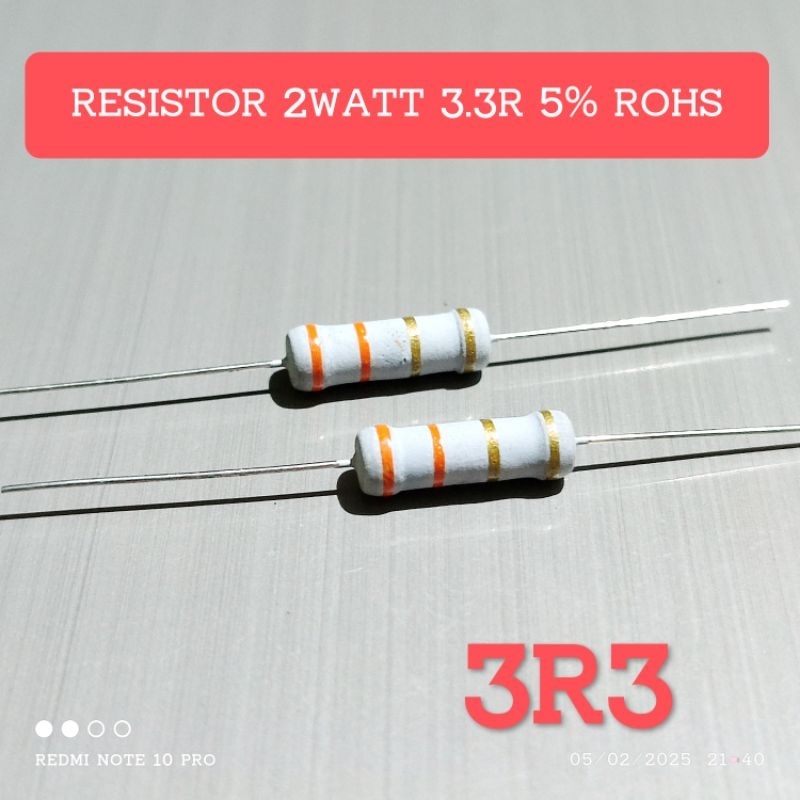 (5 ชิ้น) 2WATT 2W 3.3R 3R3 CF 5% ROHS RESISTORS