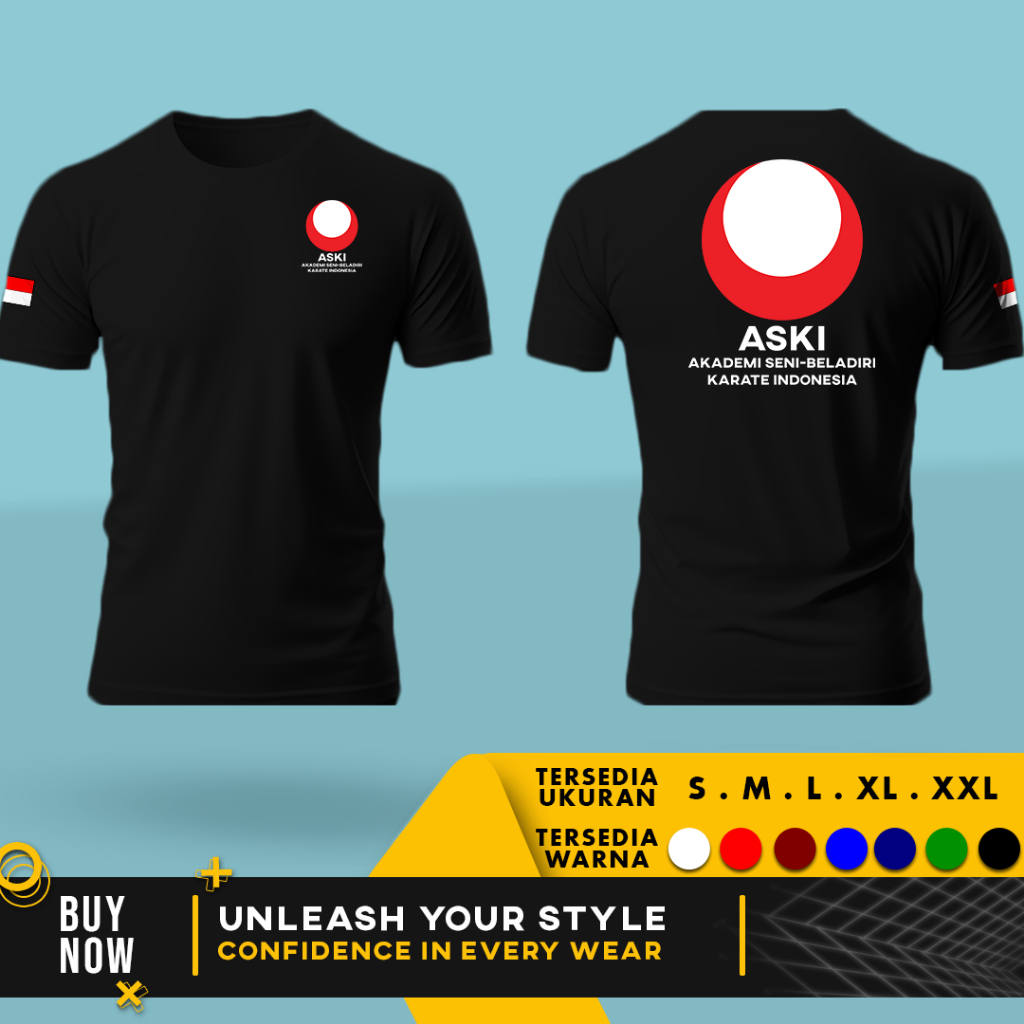 เสื้อยืด ASKI อินโดนีเซียคาราเต้ศิลปะการต่อสู้ Academy | สําลีหวี 30s