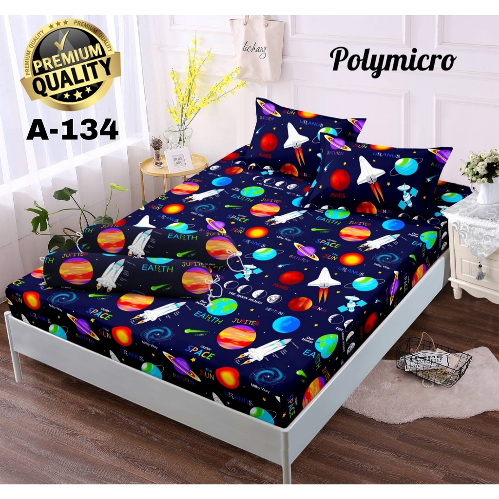 AESTTHETIC PLANET MOTIF BED SHEETS ขนาด 120, 160, 180x200 RUBBER CORNER / SOFT HOMEMADE BED SHEETS ฟ